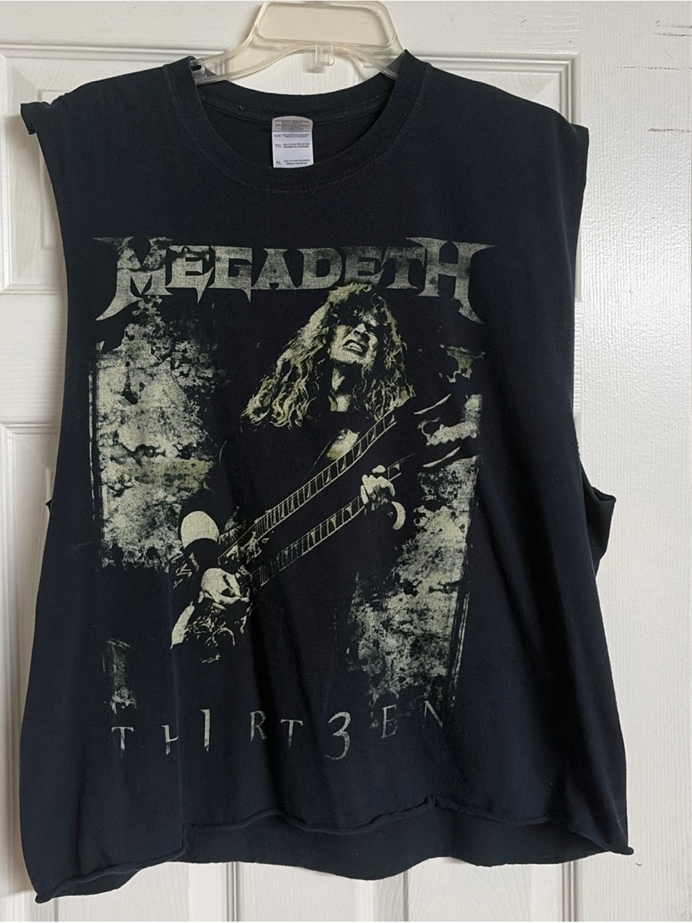megadeth vintage thirt3en cut sleeve cropped shirt gildan xl